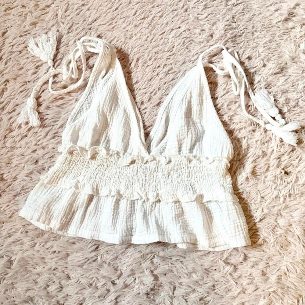 Delicate Feminine Boho Indie Country Cowgirl Babydoll Crop Top Womens L Coquette